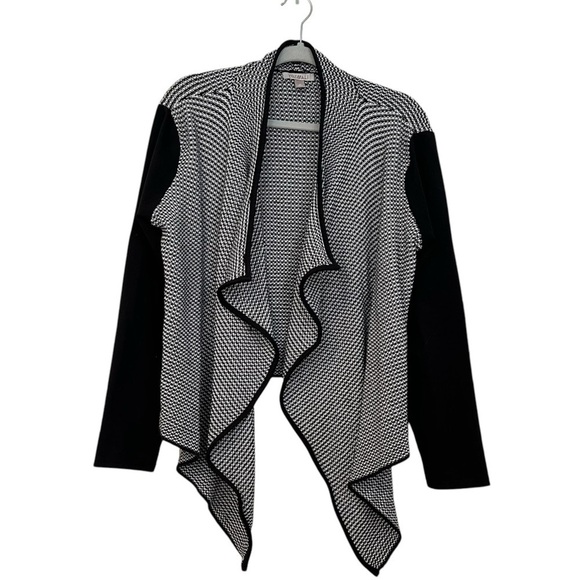 Roz & Ali Cardigan Waterfall Opening Black & White Mixed Material Size XL - Picture 1 of 7